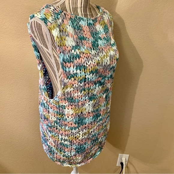 NEW Ocote Braided Top XS /S Pastel Multicolor Cotton/Poly Sleeveless Knit Design - Picture 5 of 13